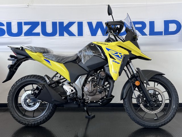 IMG_2034.千葉県船橋市　スズキワールド船橋　Vストローム250SX　2025年モデル　イエロー　展示中